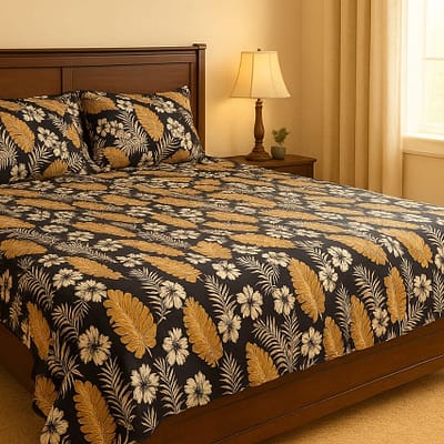 blach & gold cotton satin bedsheet