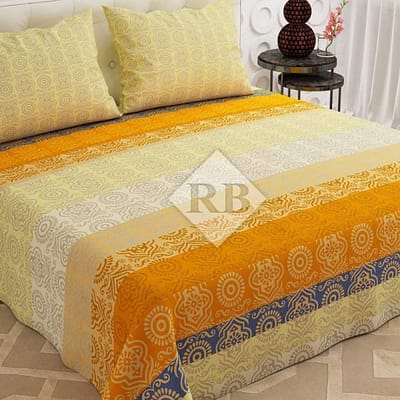 yellow cream traditional bedsheet