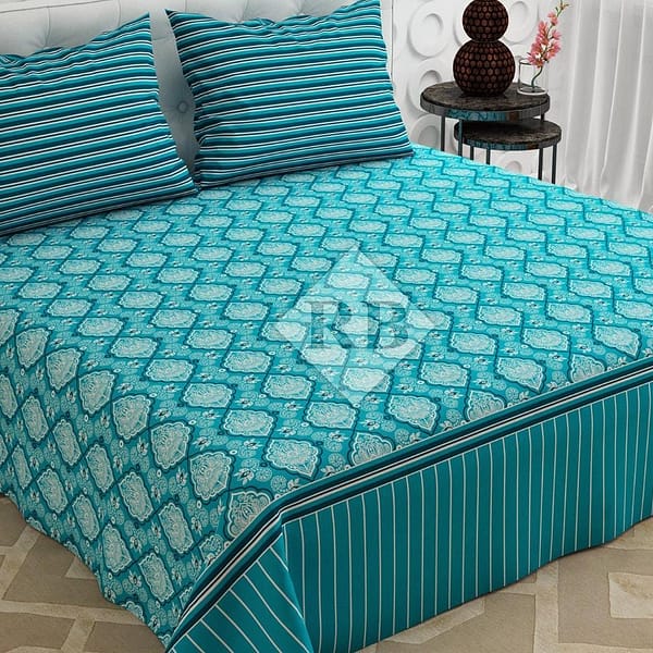 water-blue cotton bedsheet