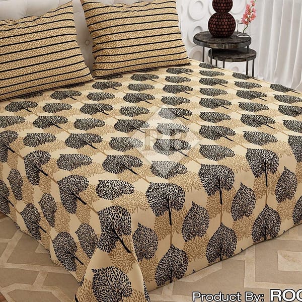 Black Tree Printed Cotton Bedsheet