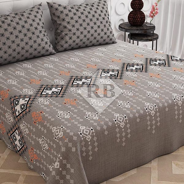 grey geometric bed sheet